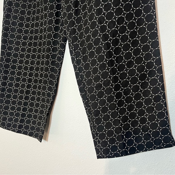 Ecologie Irish Linen Cropped Pants Black Circle Pattern Size 10 High Rise Womens - Picture 5 of 7